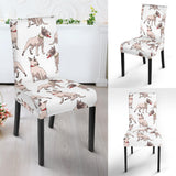 Bull Terrier Pattern Print Design 04 Dining Chair Slipcover