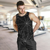 Spider web pattern Black background white cobweb Men Tank Top