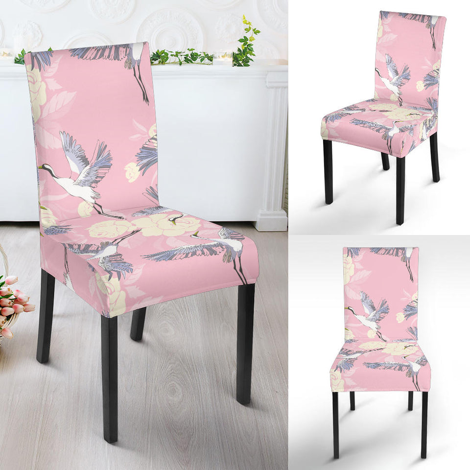 Japanese Crane Rose Pattern Dining Chair Slipcover