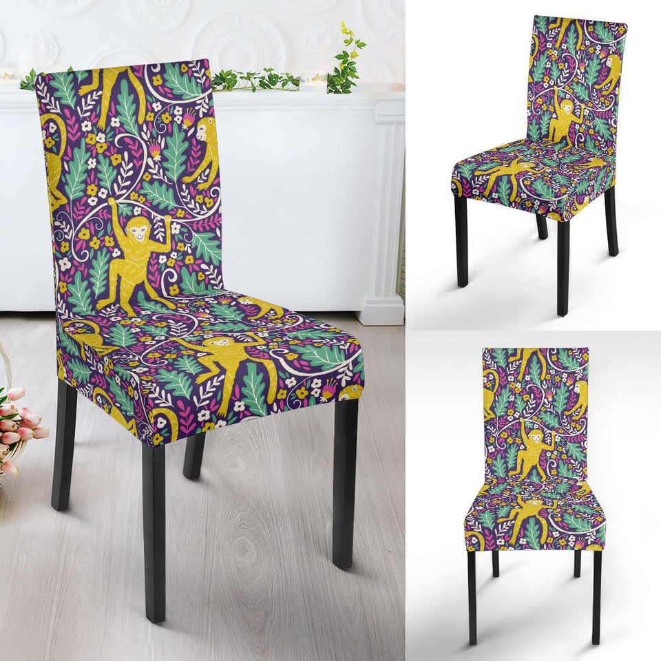 Cute Yellow Monkey Leaves Pattern Dining Chair Slipcover