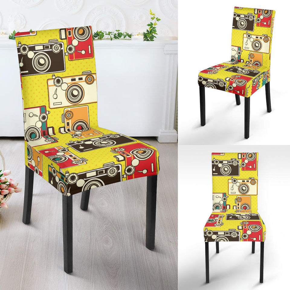Camera Pattern Print Design 02 Dining Chair Slipcover