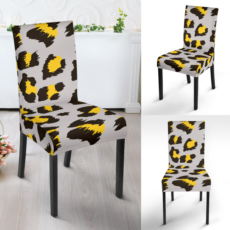 Gray Leopard Print Pattern Dining Chair Slipcover
