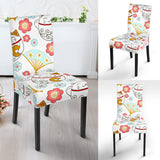 Maneki Neko Lucky Cat Fan Sakura Dining Chair Slipcover