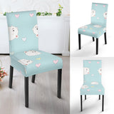 White Cute Hamsters Heart Pattern Dining Chair Slipcover