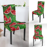 Watermelons Tropical Palm Leaves Pattern Background Dining Chair Slipcover