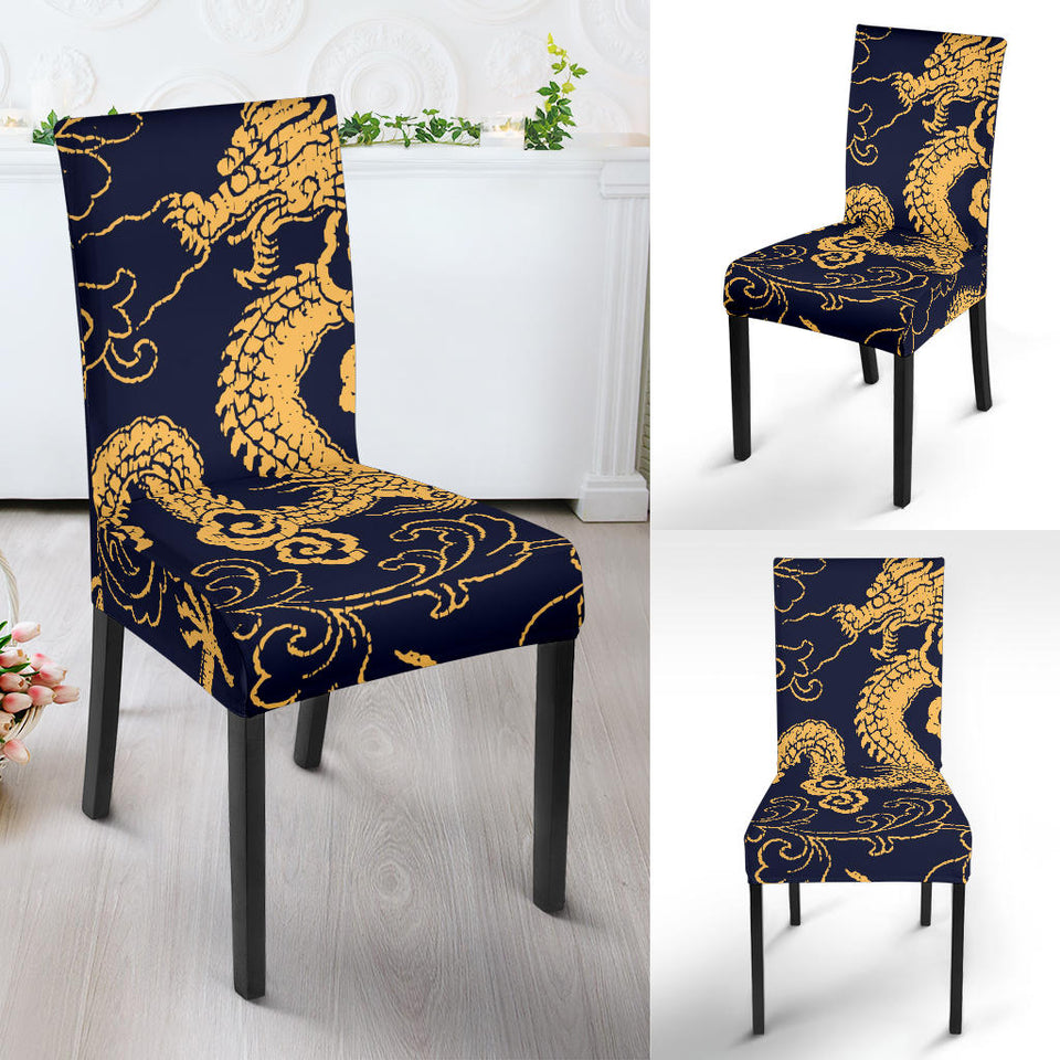 Gold Dragon Pattern Dining Chair Slipcover