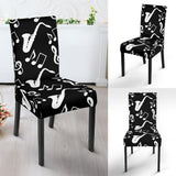 Saxophone Music Notes Treble Clef Black White Theme Dining Chair Slipcover