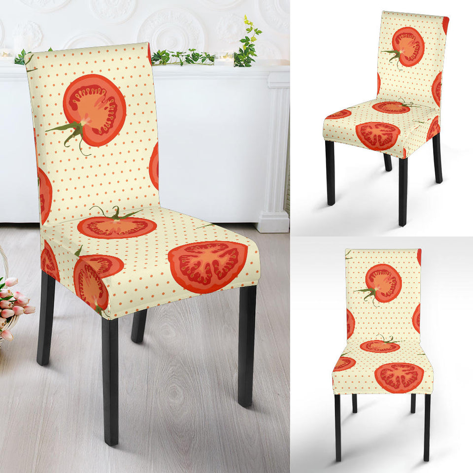 Tomato Dot Background Dining Chair Slipcoverล
