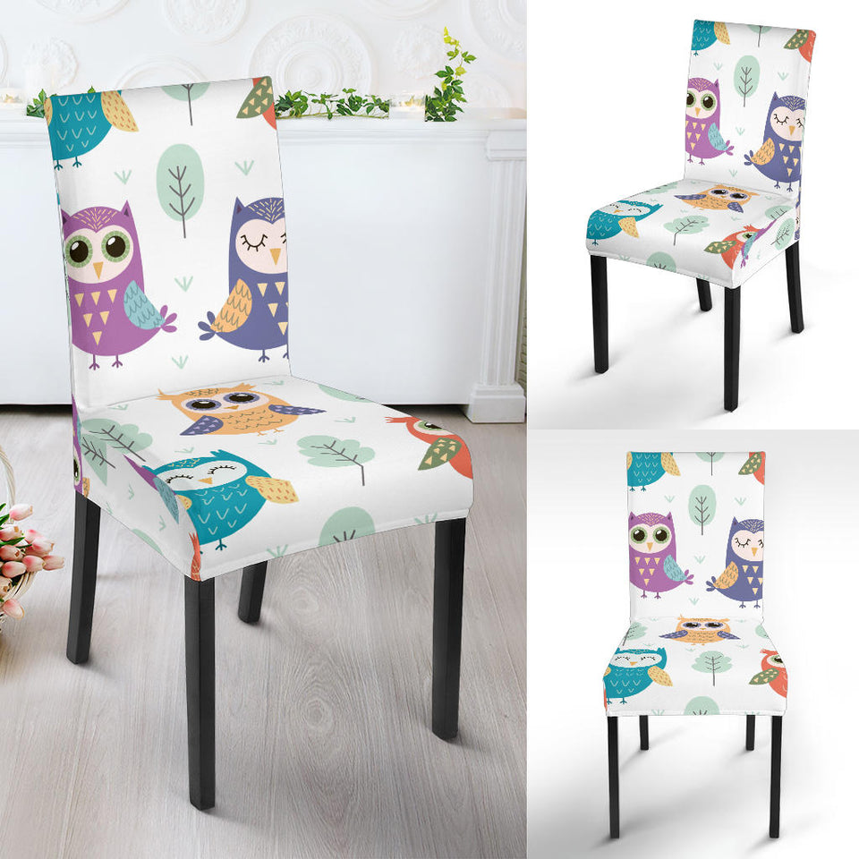 Cute Owl Pattern Dining Chair Slipcover