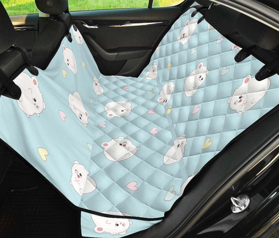 White Cute Hamsters Heart Pattern Dog Car Seat Covers