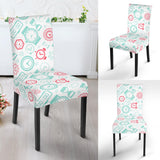 Clock Time Pattern Blackground Dining Chair Slipcover