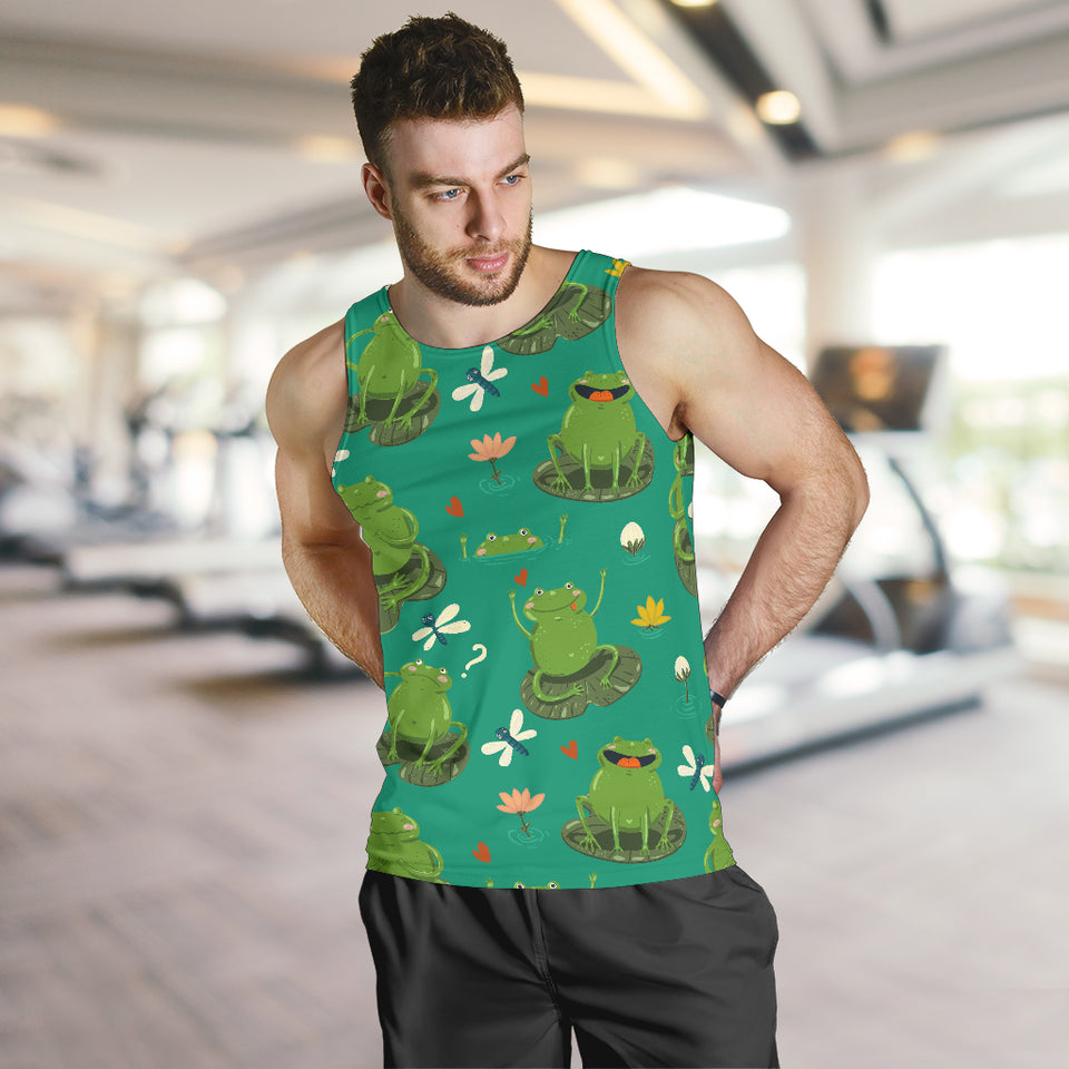 Cute frog dragonfly design pattern Men Tank Top
