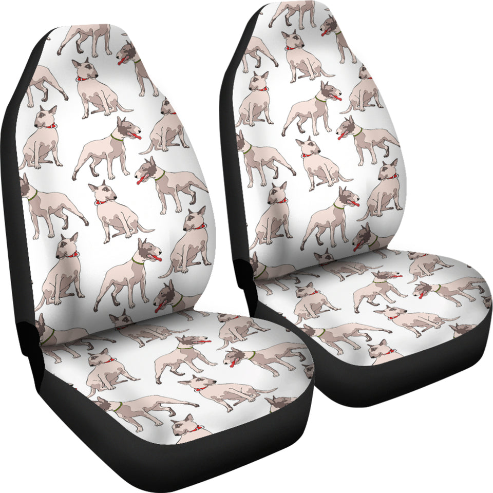 Bull Terrier Pattern Print Design 04 Universal Fit Car Seat Covers