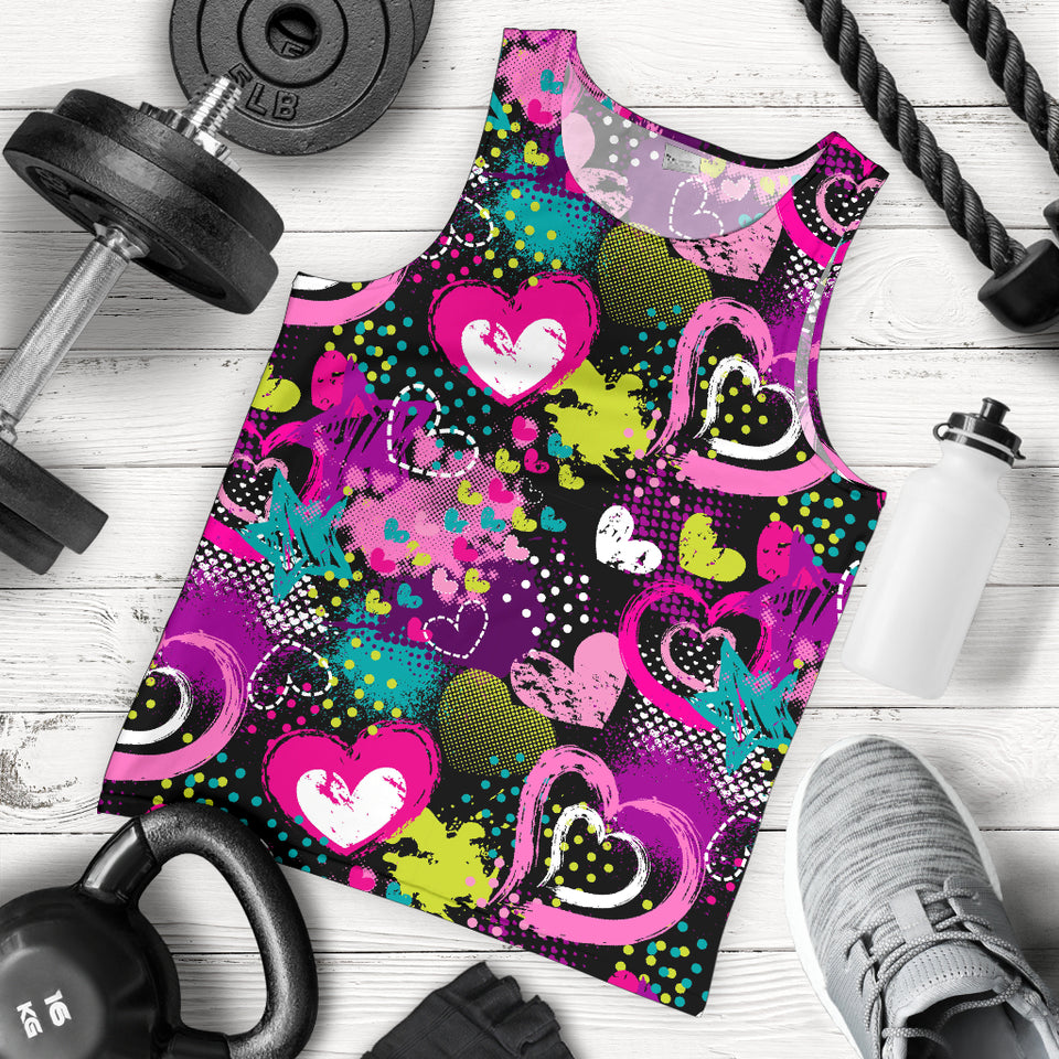 heart dot wave star creative design pattern Men Tank Top