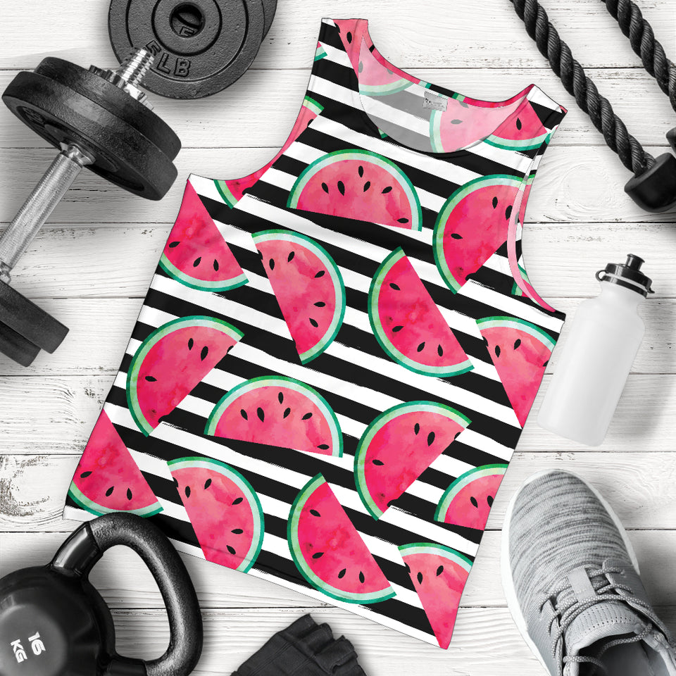 Watercolor paint textured watermelon pieces Men Tank Top