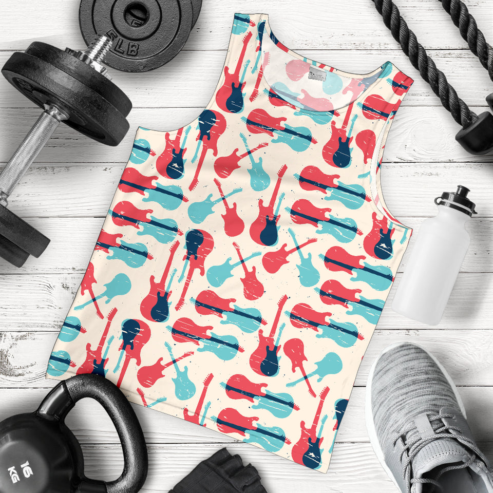 Red Blue guitar pattern Men Tank Top