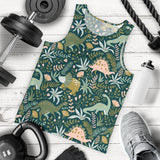 dinosaurs tropical leaves flower pattern Men Tank Top