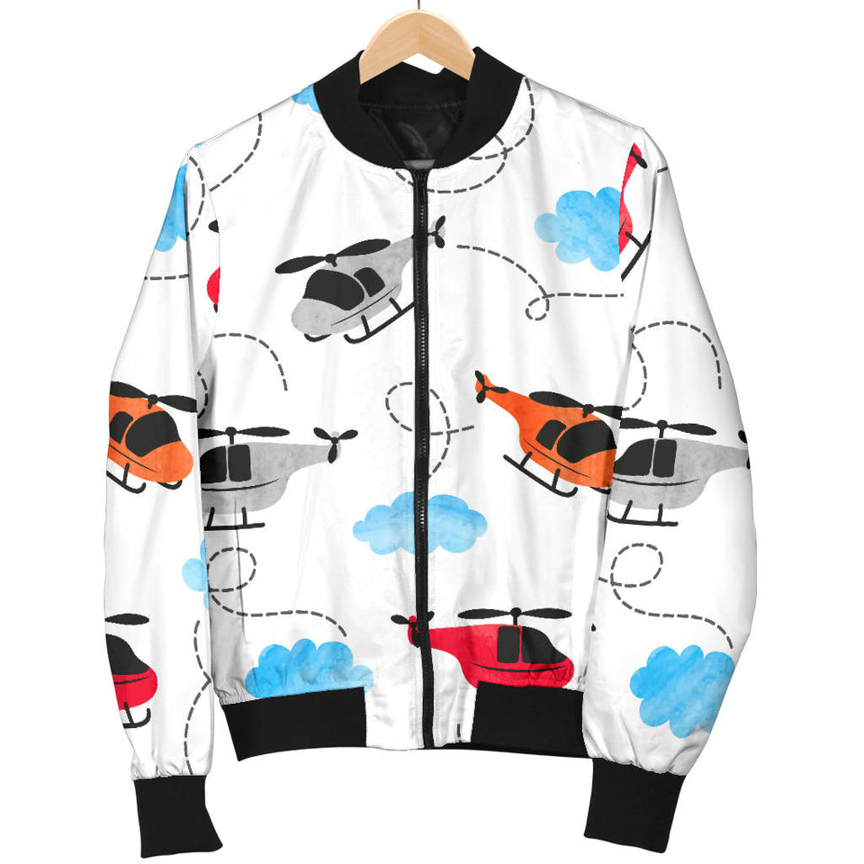 Watercolor Helicopter Cloud Pattern Men'S Bomber Jacket