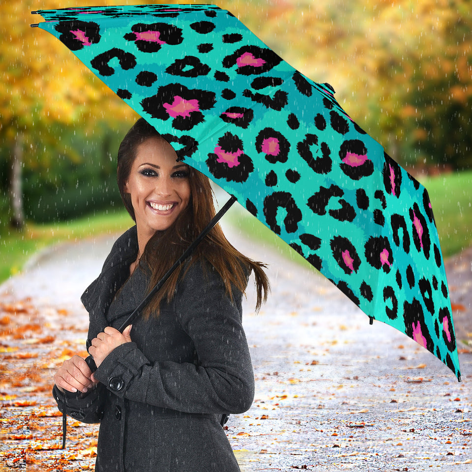 Green Leopard Skin Print Pattern Umbrella