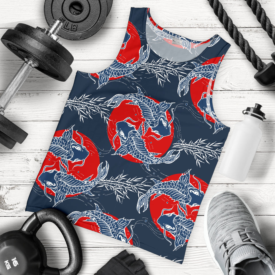 Koi Fish Carp Fishs hand drawn japanese art Men Tank Top