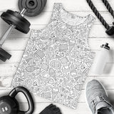 Cartoon hand drawn ice cream black white Men Tank Top