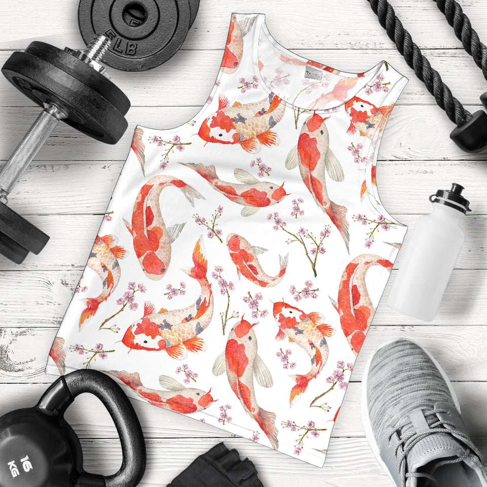 Watercolor Koi Fish Carp Fish pattern Men Tank Top