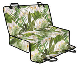 White Orchid Flower Tropical Leaves Pattern Dog Car Seat Covers