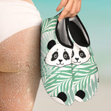 Panda Pattern Tropical Leaves Background Aqua Shoes