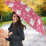 Maneki Neko Cat Sakura Pink Background Umbrella