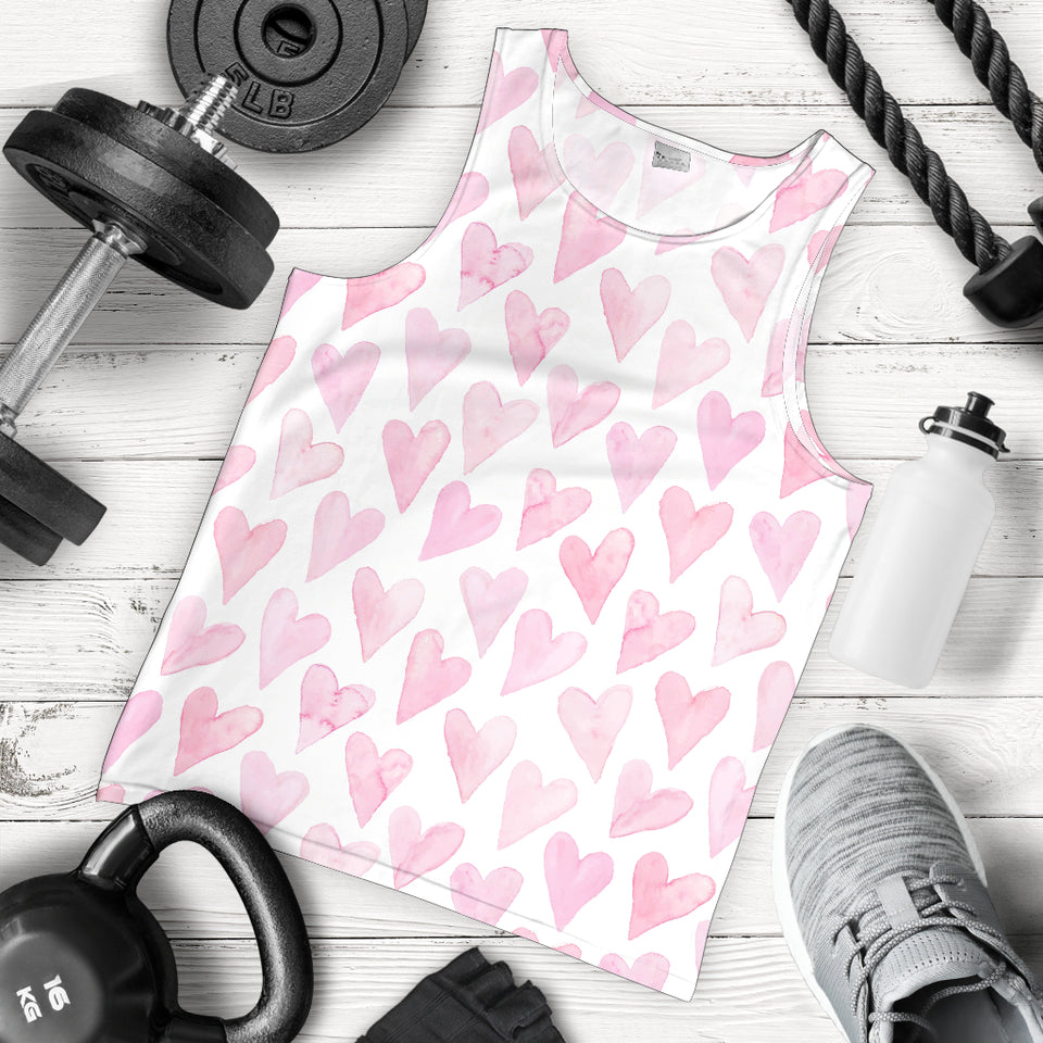 Watercolor pink heart pattern Men Tank Top