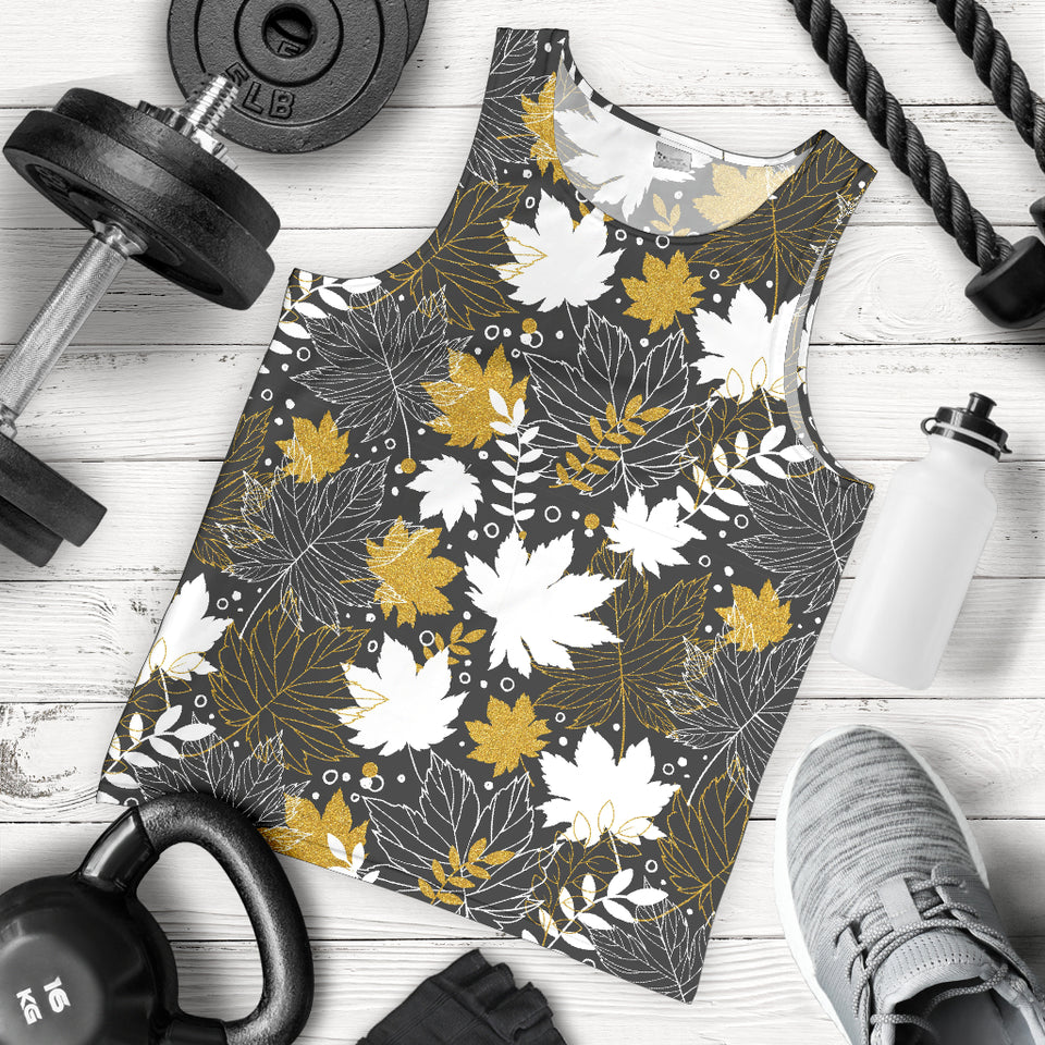 Beautiful gold autumn maple leaf pattern Men Tank Top
