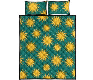 Sun green background Quilt Bed Set