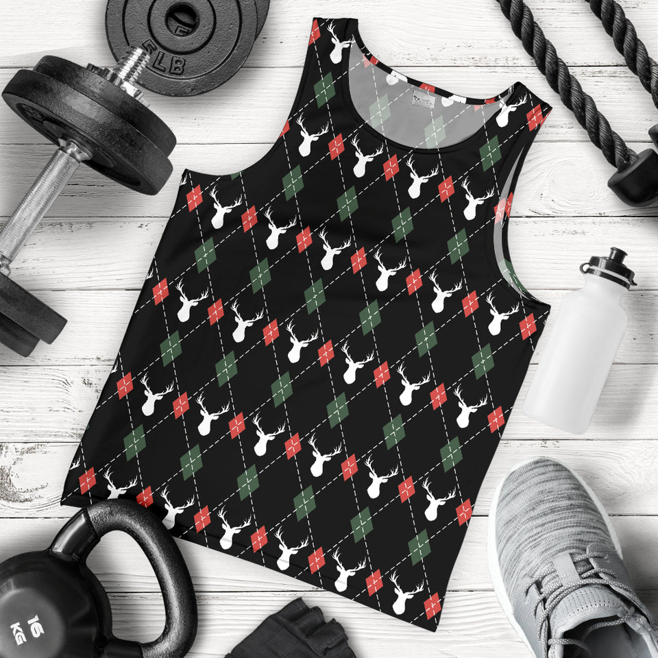 Deer Christmas new year pattern argyle Men Tank Top