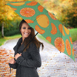 Orange Fruit Pattern Green Background Umbrella