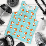 Fox pattern blue b ackground Men Tank Top