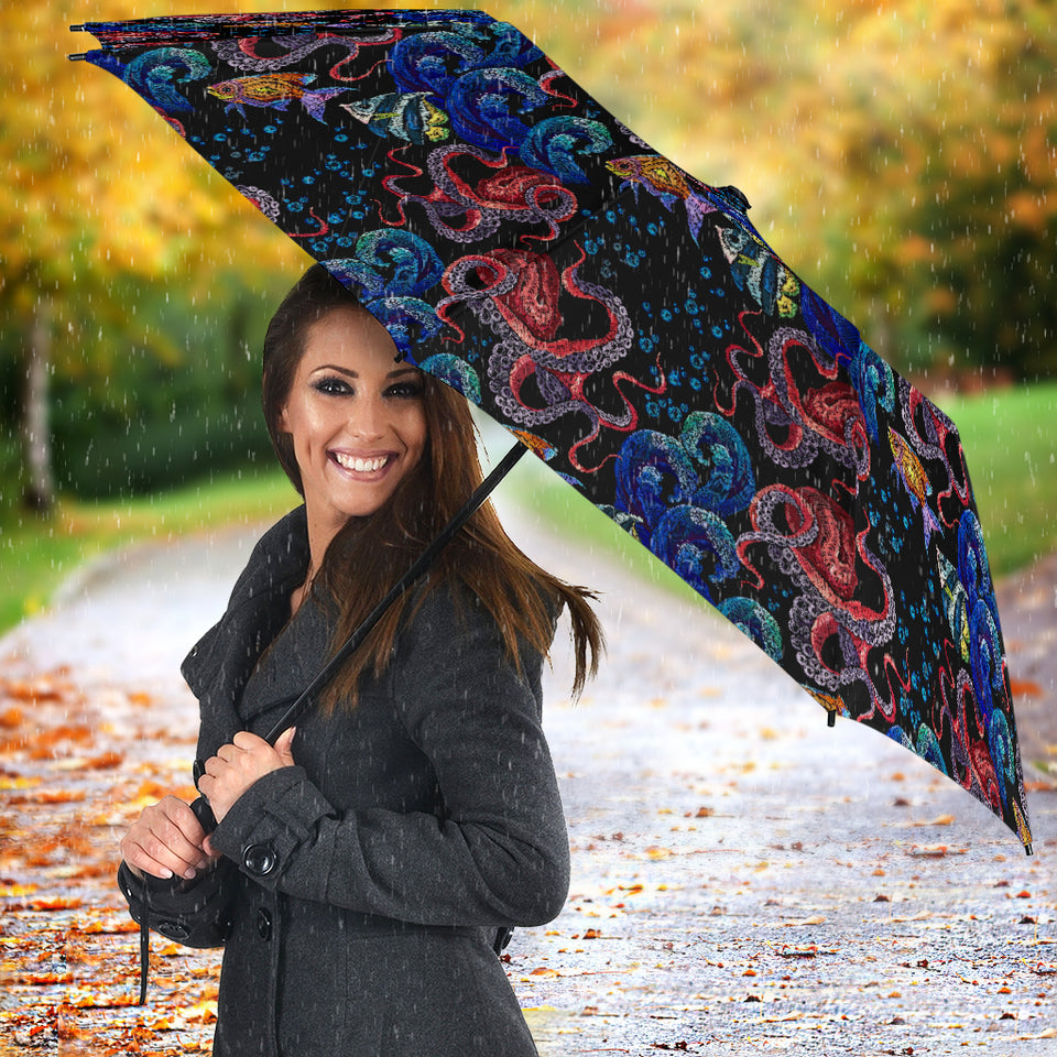 Octopus Sea Wave Tropical Fishe Pattern Umbrella