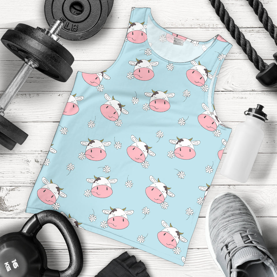 Cute cow flower pattern Men Tank Top