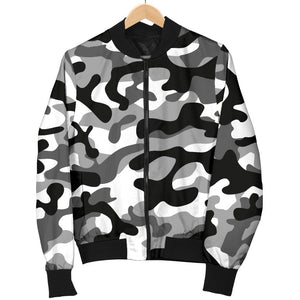 Black White Camo Camouflage Pattern Men'S Bomber Jacket