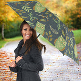 Cute Owls Leaves Pattern Umbrella