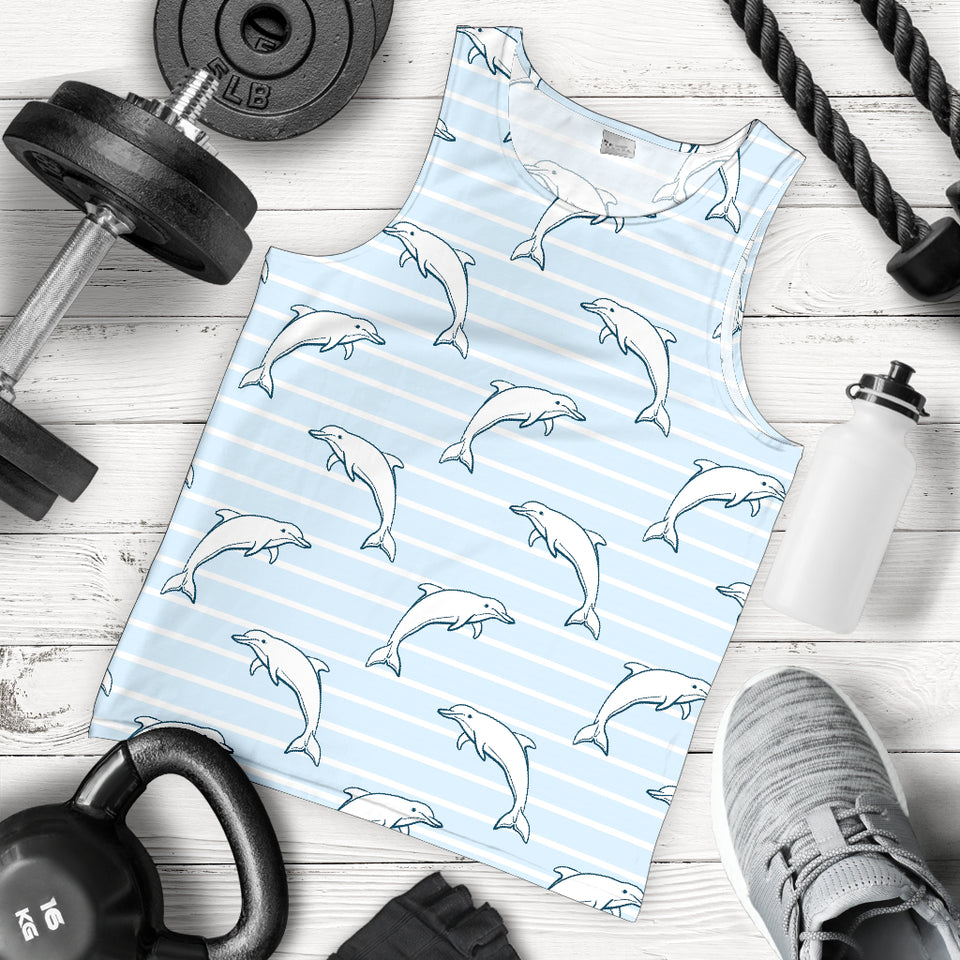 Dolphin blue striped background Men Tank Top