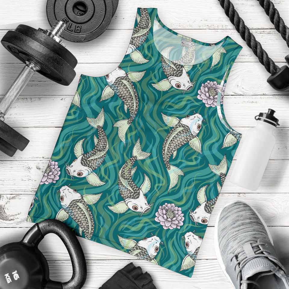 Koi Fish Carp Fish lotus pattern Men Tank Top