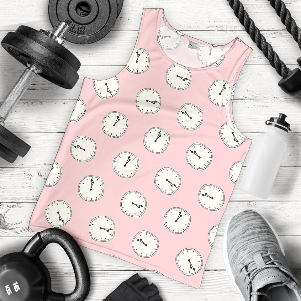 Clock pattern pink blackground Men Tank Top