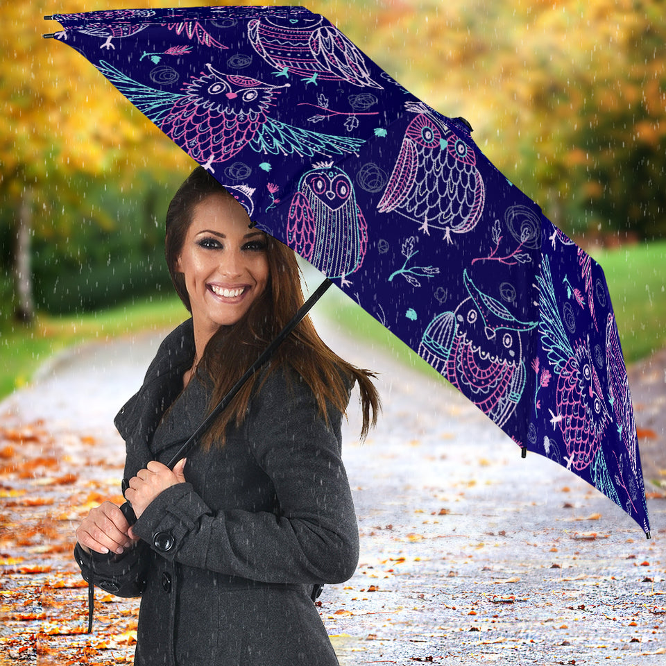Cute Owls Pattern Boho Style Ornament Umbrella