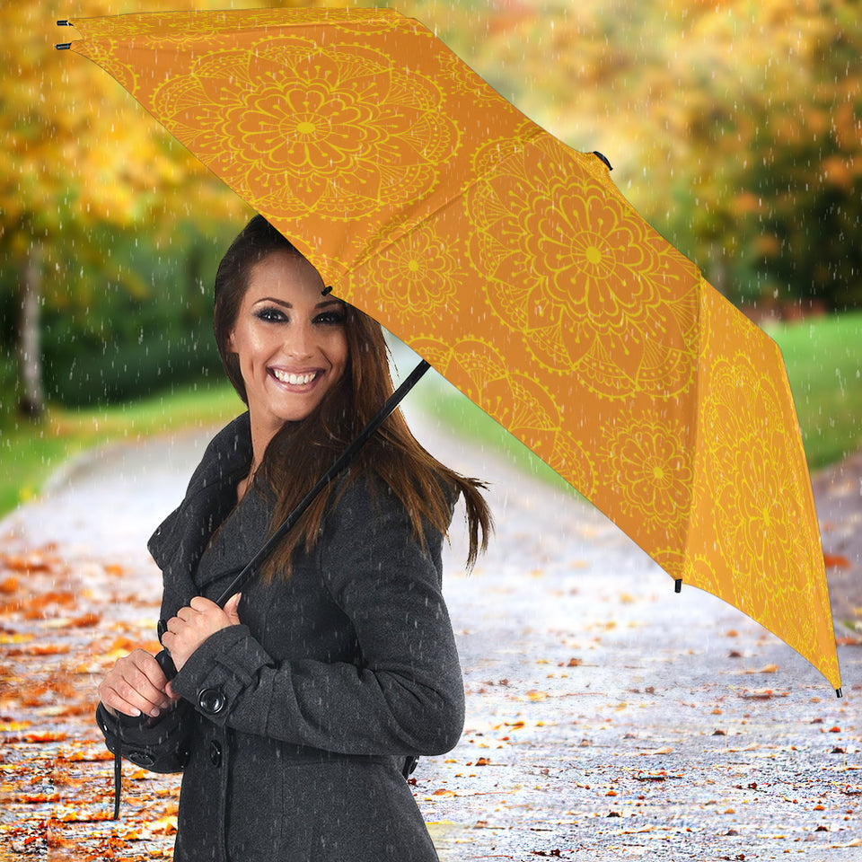 Orange Traditional Indian Element Pattern Umbrella