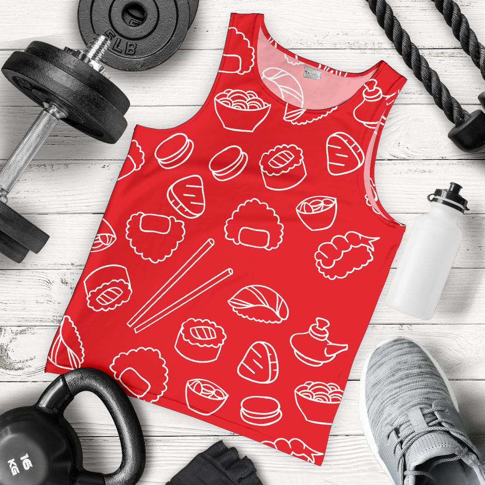 sushi pattern red background Men Tank Top
