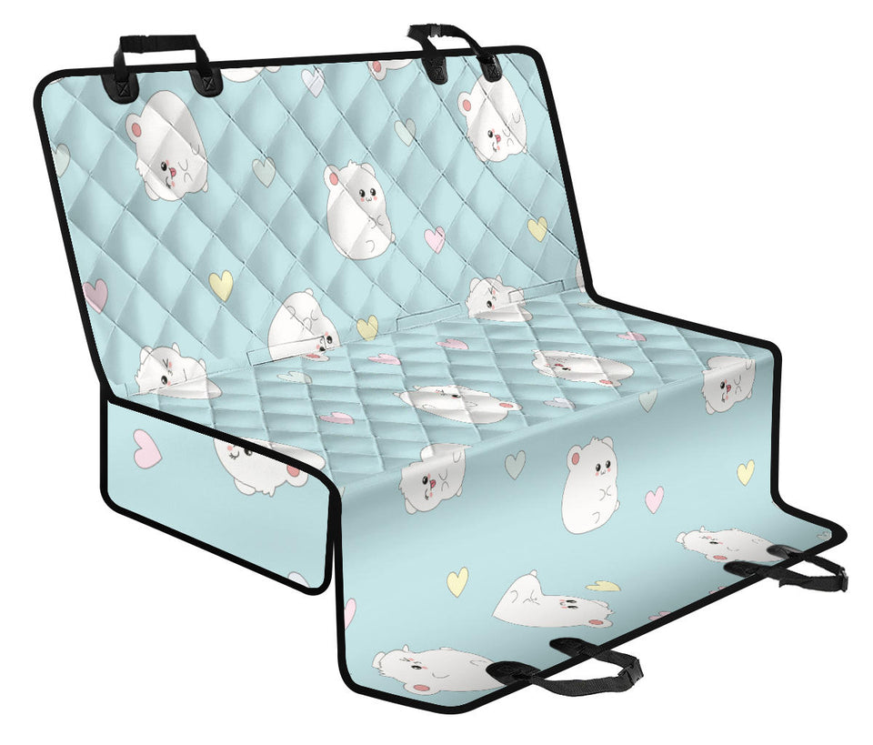 White Cute Hamsters Heart Pattern Dog Car Seat Covers