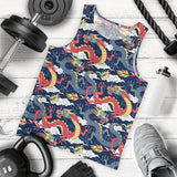 Blue red dragon cloud pattern Men Tank Top