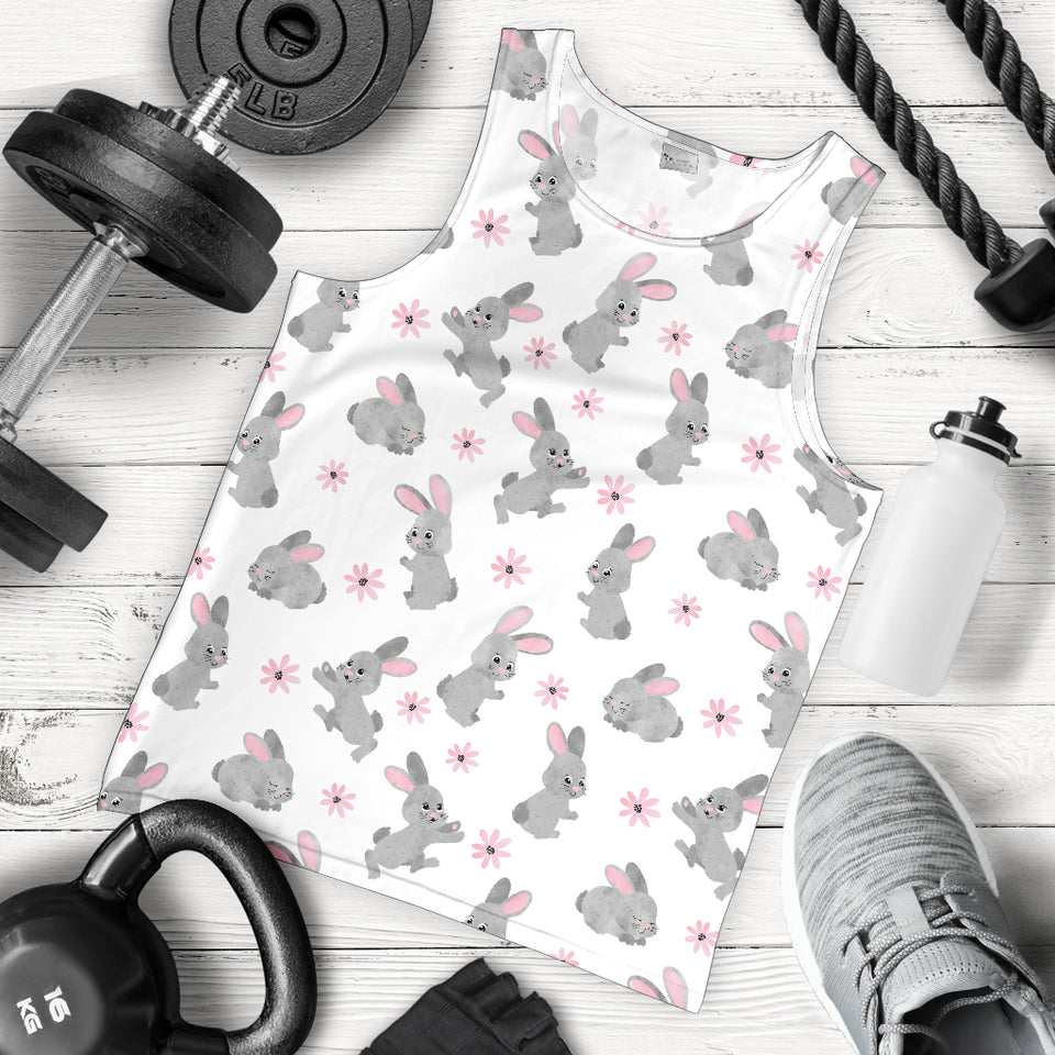 Watercolor cute rabbit pattern Men Tank Top