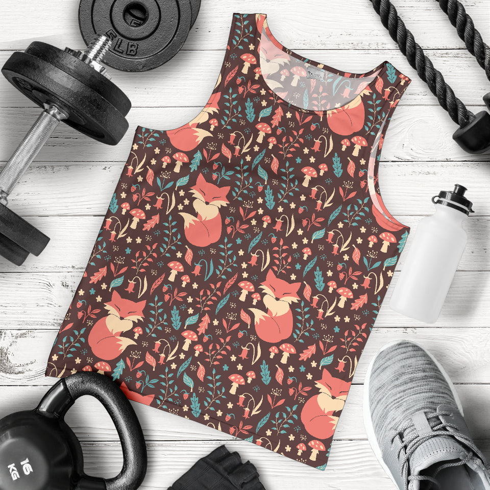 fox leaves mushroom pattern Men Tank Top