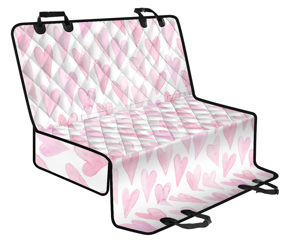 Watercolor Pink Heart Pattern Dog Car Seat Covers